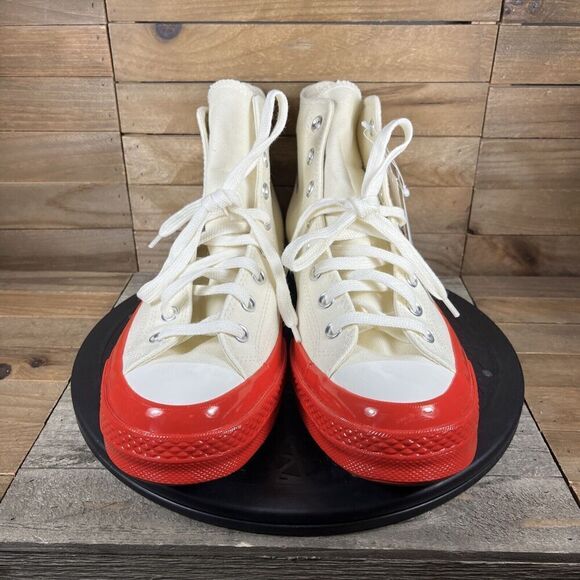 Converse Chuck Taylor All-Star 70 Hi CDG PLAY White Red Mens Sz 10 Womens Sz 12 - Picture 2 of 10